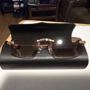 Cartier Gold and Brown Sunglasses